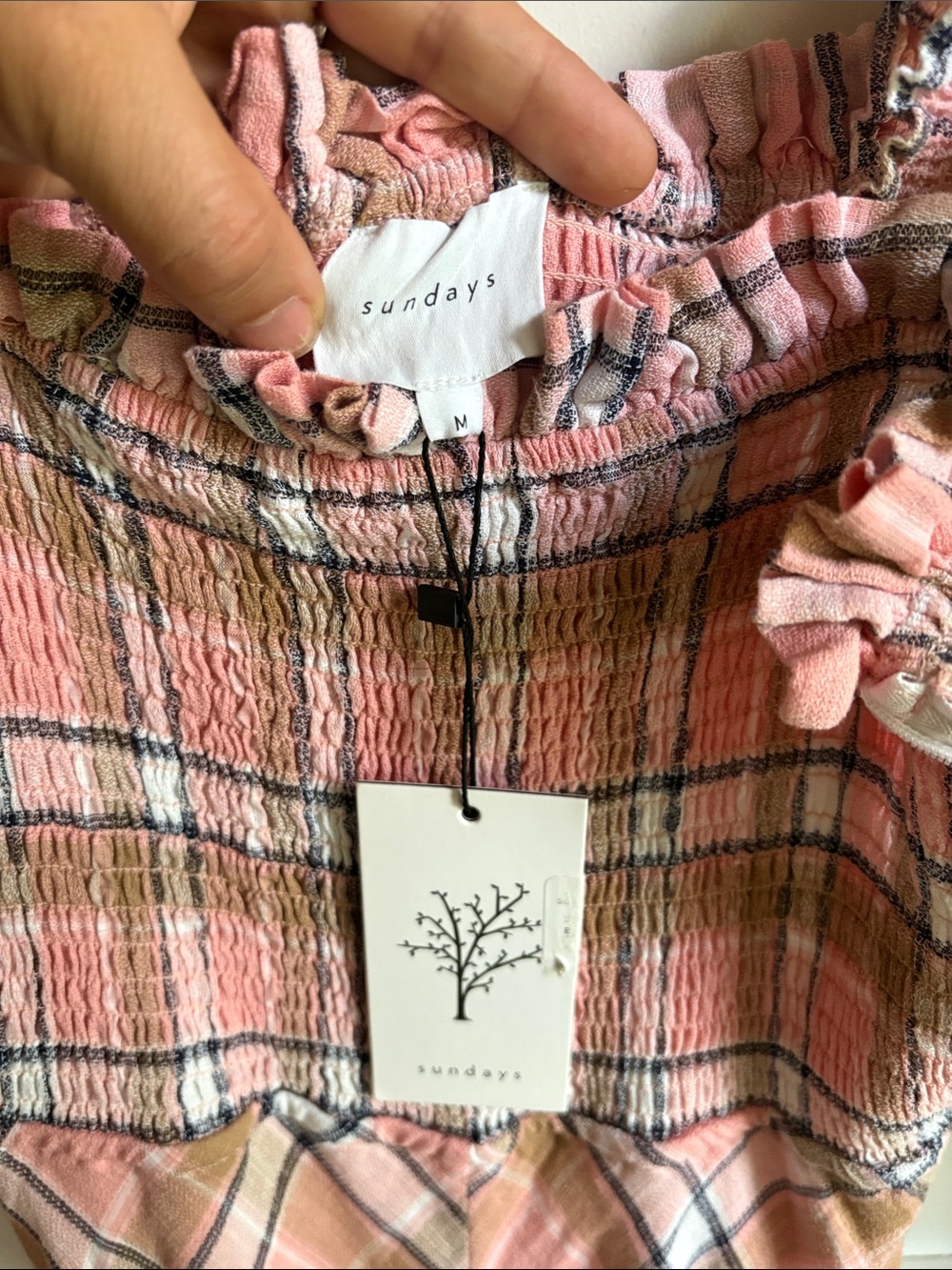 sundays Pink Plaid Maxi Dress with Ruffle Hem - Picture 5 of 8
